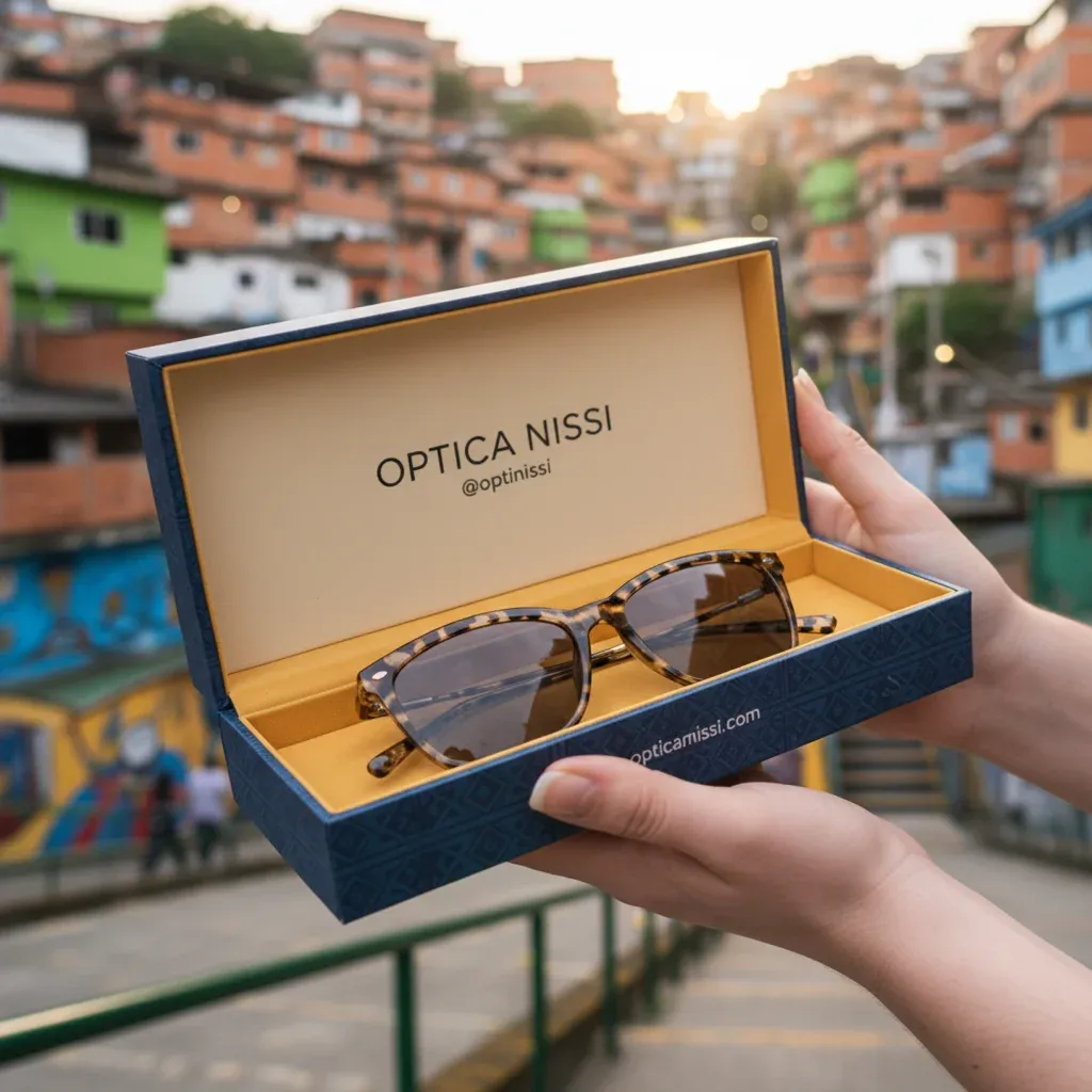 Exhibidor de gafas de lujo en la óptica